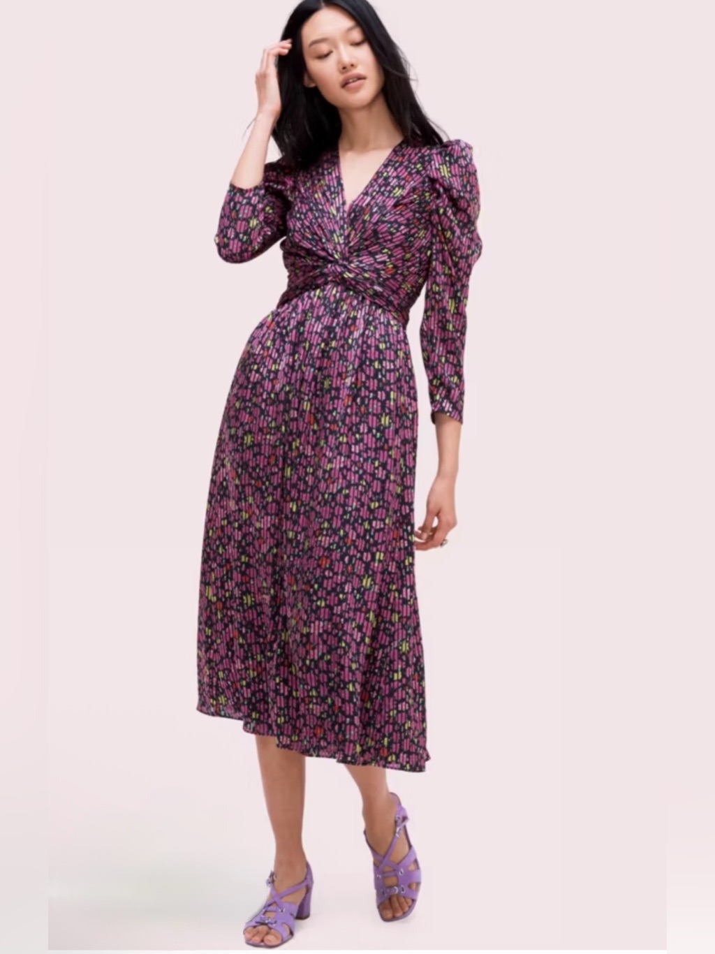 Kate Spade Marker Floral Devore Midi Dress Sz 6